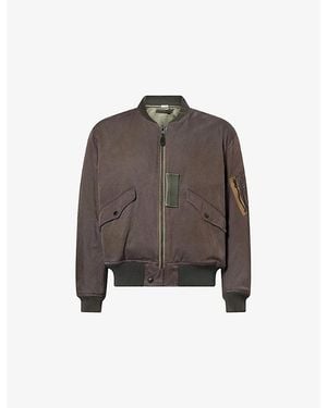 A.PRESSE Patch-Pocket Padded Cotton And Silk-Blend Flight Jacket - Brown