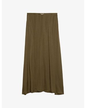 Zadig & Voltaire Jimeno Brand-Plaque Satin Maxi Skirt - Green