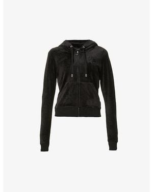 Juicy Couture Regular-Fit Logo-Embroidered Velour Hoody - Black