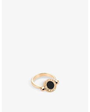 BVLGARI 18Ct Rose- Onyx And Mother-Of-Pearl Ring - White