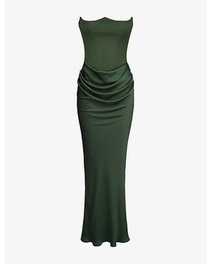 House Of Cb Persephone Corset Woven Maxi Dress - Green