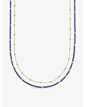 Astley Clarke Biography 18Ct- Plated Sterling- And Lapis Lazuli Double Strand Beaded Necklace - Metallic