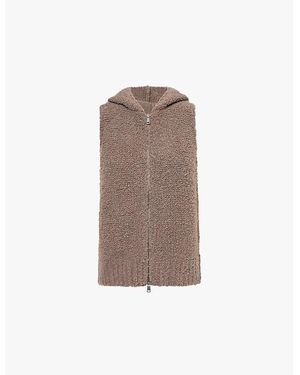 ME+EM Teddy Sleeveless Bouclé Merino-Wool Hoody - Brown