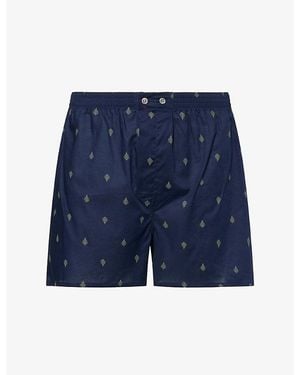 Derek Rose Brindisi Classic-Fit Cotton Boxer Shorts - Blue
