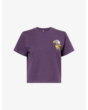 The North Face Flora Embroidered Regular-Fit Cotton-Jersey T-Shirt - Purple