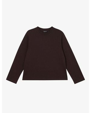 Whistles Round-Neck Long-Sleeve Cotton-Jersey Top - Brown