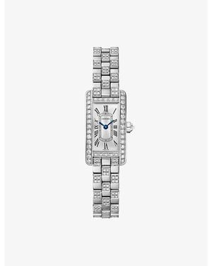 Cartier Tank Américaine Mini 18Ct- And Diamond Watch - White