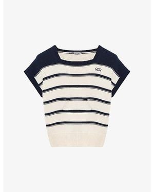 Loewe Striped Logo-Embroidered Sleeveless Cotton-Blend Sweater - Blue