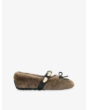 Steve Madden Toasted Faux-Fur Ballet Flats - Brown