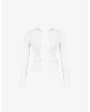 House Of Cb Moren Tie-Front Cotton Shirt L - White