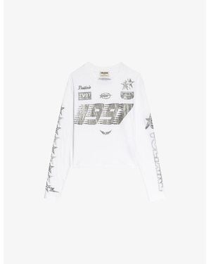 Zadig & Voltaire Io Rhinestone-Embellished Cotton T-Shirt - White