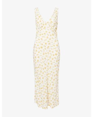 Reformation Beauden Floral-Print Crepe Midi Dress - Metallic
