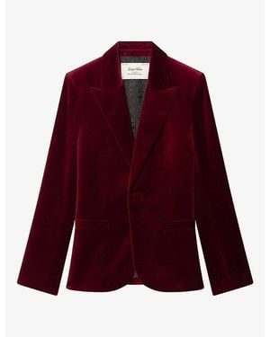 Zadig & Voltaire Vavy Single-Breasted Velvet Blazer - Red