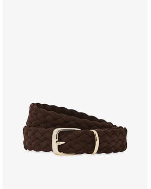 Reiss Jesse Woven Suede Belt - Brown