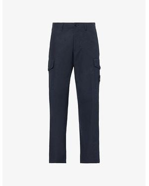 Stone Island Ghost Multi-Pockets Straight-Leg Cotton-Canvas Trousers - Blue