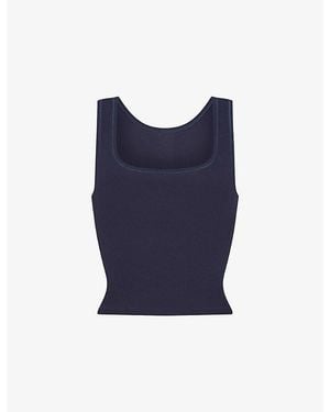 Skims Ribbed Scoop-Neck Cotton-Jersey Tank Top - Blue