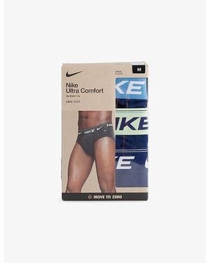 Nike Ultra Comfort Branded Pack Of Three Stretch-Woven Briefs - Blue