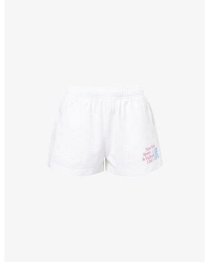 Sporty & Rich Ny Motion Disco Cotton-Jersey Shorts - White