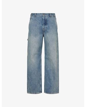 Loewe Suede Patch-Pocket Denim Jeans - Blue
