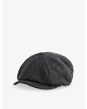 Barbour Fyne Tweed Baker Boy Cap - Black