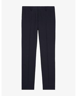 The Kooples Front Crease Mid-Rise Slim-Fit Wool Trousers - Blue