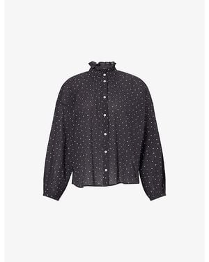 Skall Studio Hannah Polka-Dot Cotton-Poplin Shirt - Blue