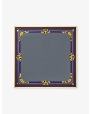 Mulberry Belted Border Square Silk Scarf - Blue