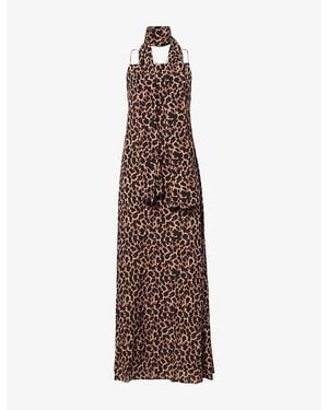 Away That Day St Tropez Leopard-Print Woven Maxi Dress - Brown