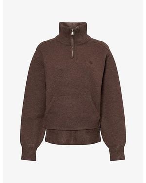 The Couture Club Emblem Funnel-Neck Cotton-Blend Jumper - Brown