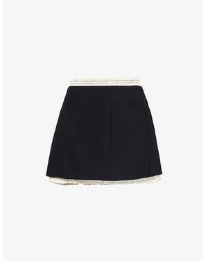 Victoria Beckham Ruched Stretch-Woven Blend Mini Skirt - Black