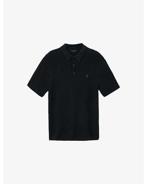 AllSaints Aspen Ramskull-Embroidered Cotton And Wool Polo Shirt - Black
