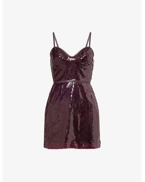 David Koma Sweetheart-Neck Sequin-Embellished Mini Dress - Purple