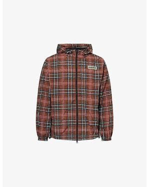 BOILER ROOM Practice Check-Print Hooded Cotton-Blend Jacket - Brown