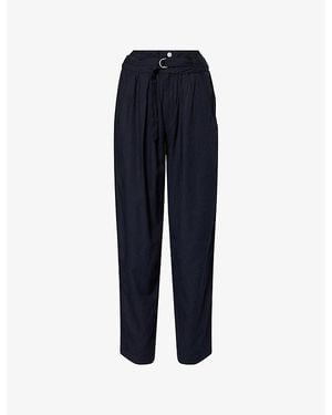 Isabel Marant Celia Pleated Linen-Blend Trousers - Blue