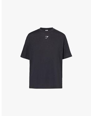 GYMSHARK Gs Power Brand-Print Oversized-Fit Cotton-Jersey T-Shirt - Blue