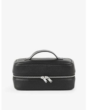 Sandro Top Handle Grained Faux-Leather Wash Bag - Black