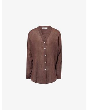 Cheap Monday Barcelona Button-Through Linen Tunic - Brown