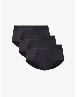 CHE Elasticated-Waistband Pack Of Three Stretch-Woven Briefs - Black