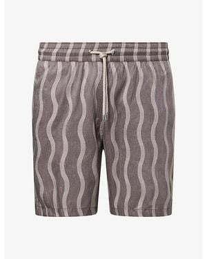 Frescobol Carioca Santos Linen-Blend Swim Shorts - Grey