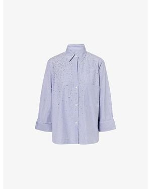 Twp Stripe Crystal Cotton Shirt - Blue