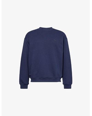 Lacoste Logo-Patch Crewneck Cotton Sweatshirt - Blue