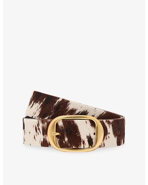 Reiss Athena-Print Leather Belt - Brown