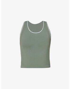 Sweaty Betty Athlete Crop Seamless Stretch-Woven Gym Vest Top - Green