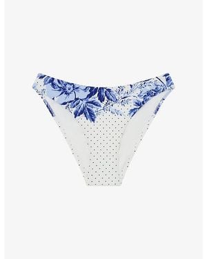 Reiss Johannah Printed Bikini Bottoms - Blue
