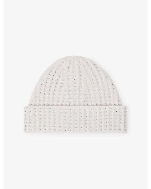 Maje Rhinestone-Embellished Wool Beanie Hat - White