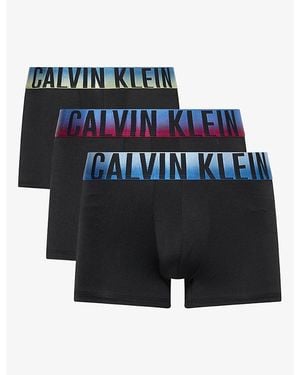 Calvin Klein Intense Power Ombre Pack Of Three Microfibre Stretch Trunks - Blue