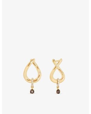 Astrid & Miyu Molten 14Ct- Lab-Grown Diamond And Smokey Quartz Huggies - Metallic