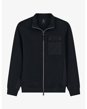 BOGGI Patch-Pocket Zipped Cotton-Blend Sweatshirt - Black
