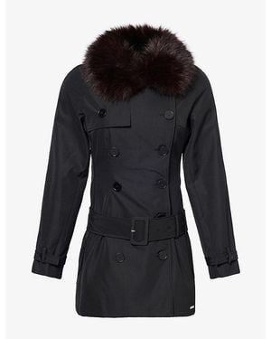 Peachy Den Henri Woven Mini Trench Coat - Black