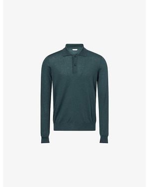 The Row Selio Long-Sleeve Knitted Cashmere Polo Top - Blue